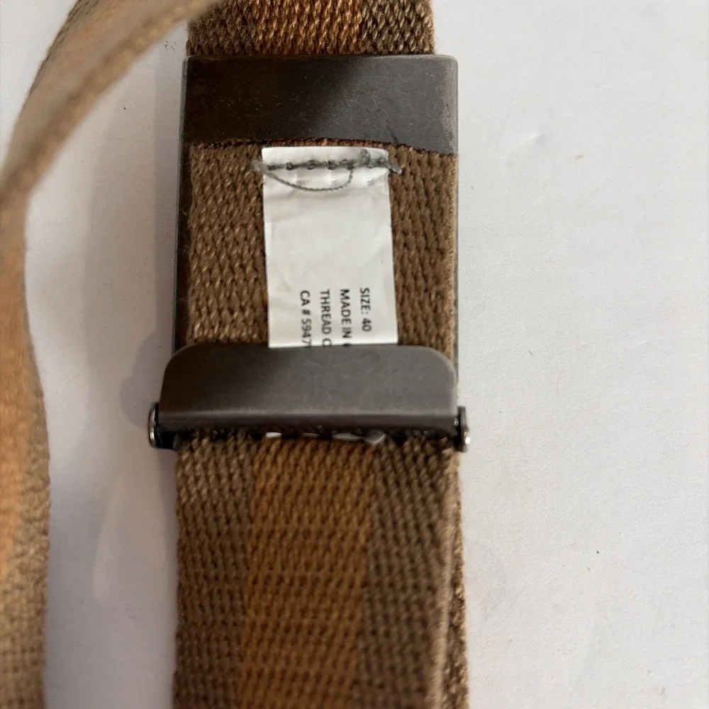 Ecko Unltd Clasp Belt Size 40 Brown Beige Stripe